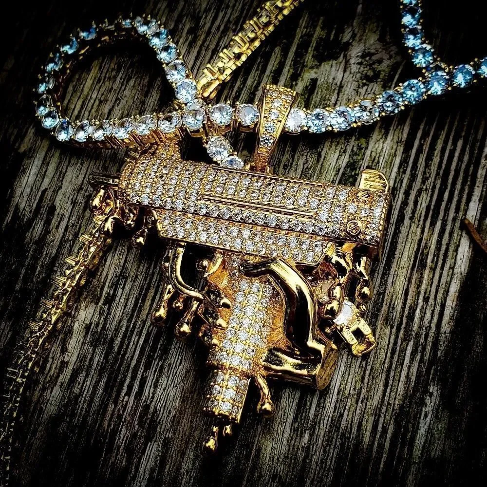 14k gold plated Uzi Drip tennis necklace